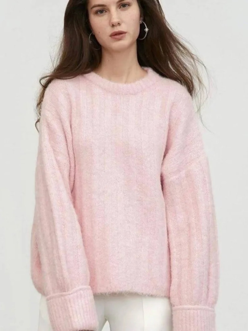 J.ING Pale Pink Plush Crewneck Sweater